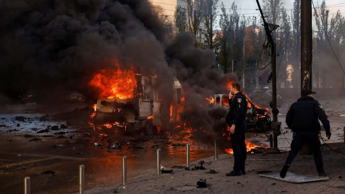 Russia bombs Ukrainian cities at rush hour in apparent revenge strikes Russia bombs Ukrainian cities